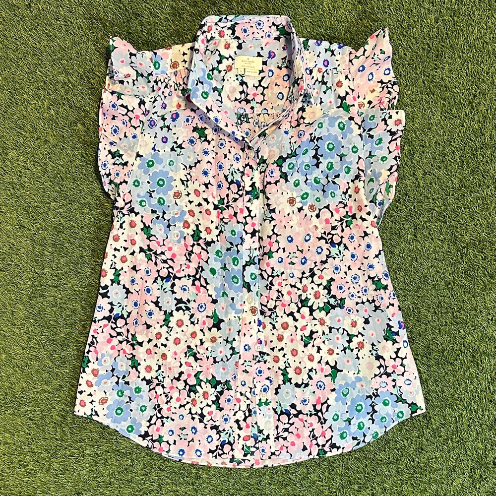 LNWOT Kate Spade Daisy Garden Floral Ruffle Sleeve Top